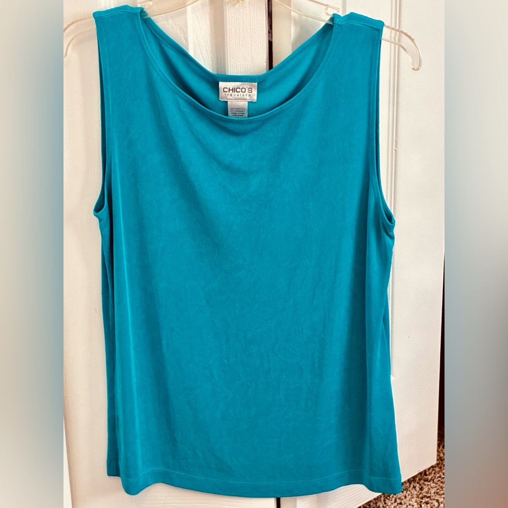 Chico's Turquoise Travelers Sleeveless Blouse- Size 2
